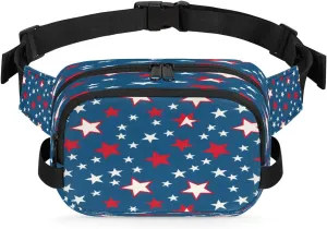 Multicolor Stars Pattern Fanny Packs for Women Men Waterproof Waist Bag with Adjustable Strap Belt Bag for Travel Running Hiking