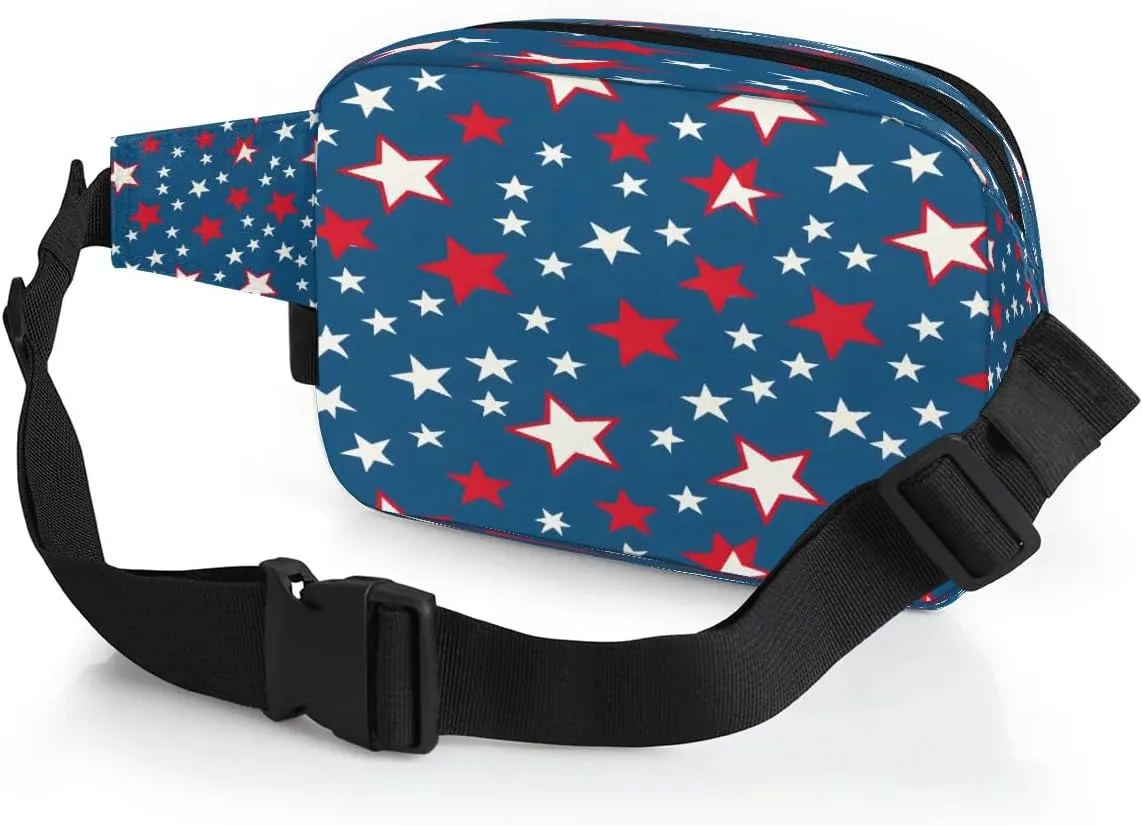 Multicolor Stars Pattern Fanny Packs for Women Men Waterproof Waist Bag with Adjustable Strap Belt Bag for Travel Running Hiking