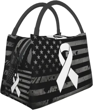 Multiple Hereditary Exostoses Awareness White Ribbon Lunch Box Large Portable Collapsible Insulated Cooler Lunch Tote for Men Women40