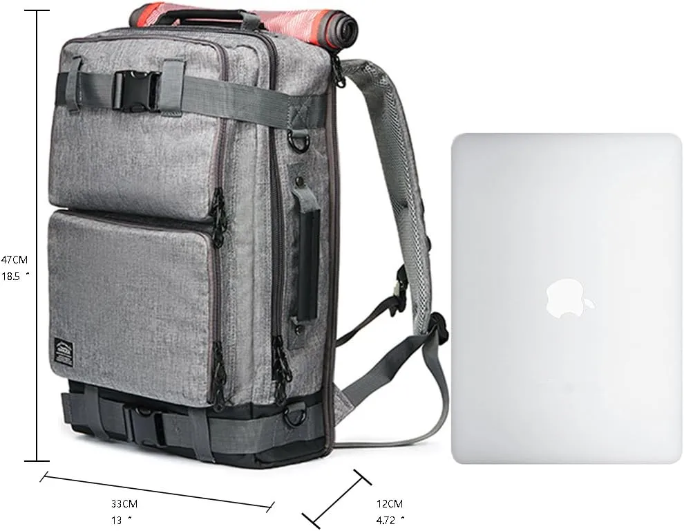 Multipurpose Outdoor Backpack, Hiking Rucksack,Travel Duffel Bag fits 15.6 Laptop Grey