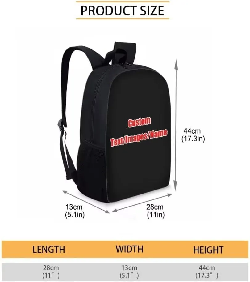 Mumeson Customized Personalization Schoolbag Kids Backpack 17 Inches Laptop Tablet Notebook Holder Backpack Bookbags Casual Rucksack for Teen