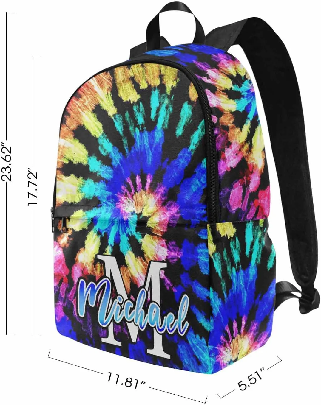 MyPupSocks Personalized School Backpack for Daughter from Mom, Custom Colorful Tie Dye Casual Daypacks Customized Travel Book Bag with Name Knapsack Schoolbag for Teens Boys Girls College