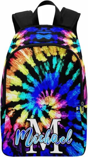 MyPupSocks Personalized School Backpack for Daughter from Mom, Custom Colorful Tie Dye Casual Daypacks Customized Travel Book Bag with Name Knapsack Schoolbag for Teens Boys Girls College