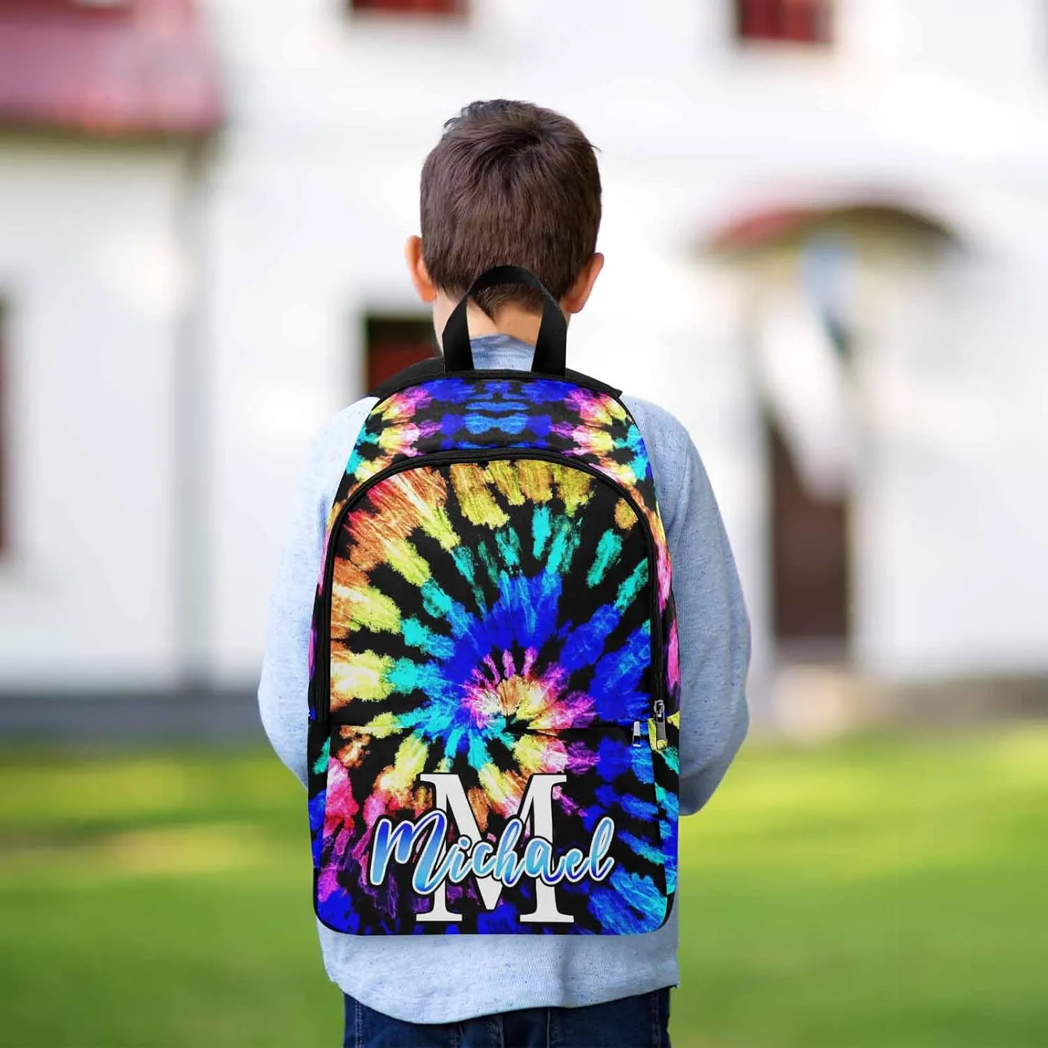 MyPupSocks Personalized School Backpack for Daughter from Mom, Custom Colorful Tie Dye Casual Daypacks Customized Travel Book Bag with Name Knapsack Schoolbag for Teens Boys Girls College