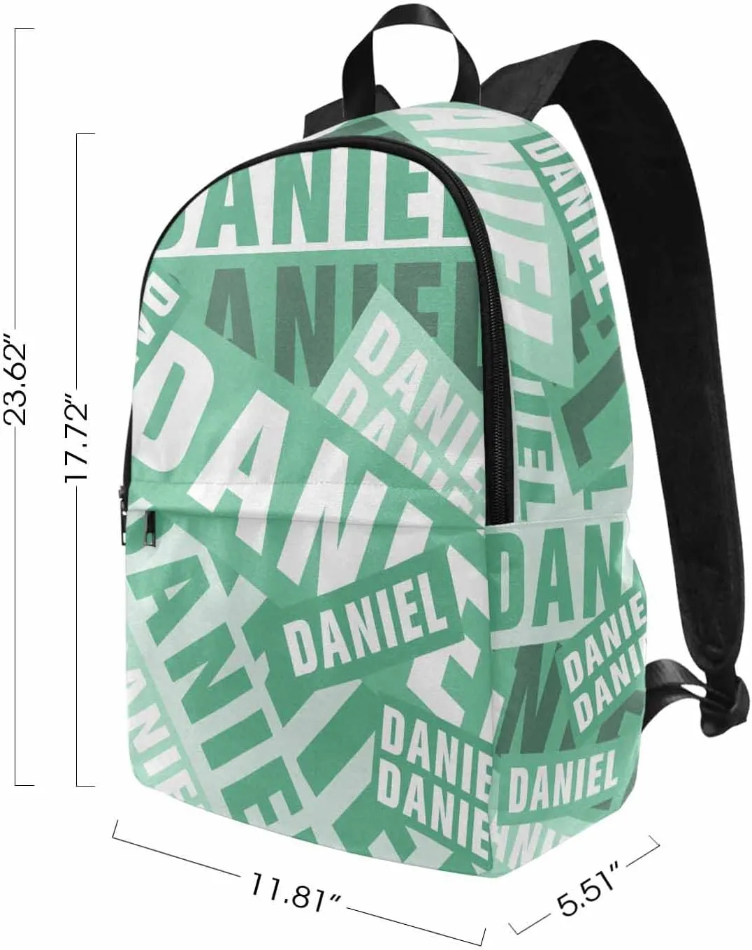 MyPupSocks Personalized School Backpack for Daughter from Mom, Custom White and Green Name Casual Daypacks Customized Travel Book Bag with Name Knapsack Schoolbag for Teens Boys Girls College