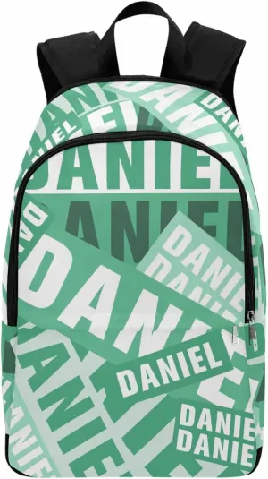 MyPupSocks Personalized School Backpack for Daughter from Mom, Custom White and Green Name Casual Daypacks Customized Travel Book Bag with Name Knapsack Schoolbag for Teens Boys Girls College