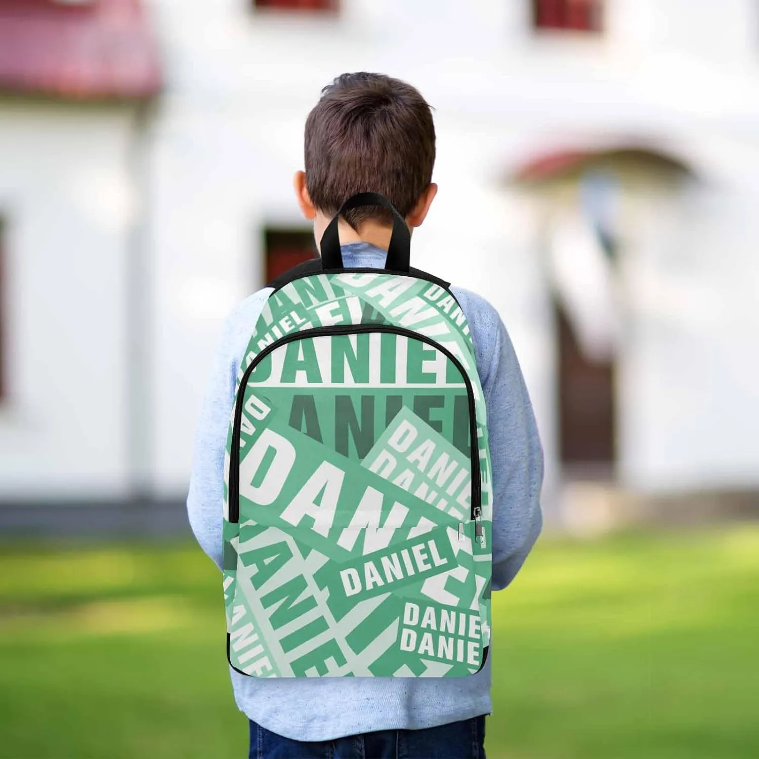 MyPupSocks Personalized School Backpack for Daughter from Mom, Custom White and Green Name Casual Daypacks Customized Travel Book Bag with Name Knapsack Schoolbag for Teens Boys Girls College
