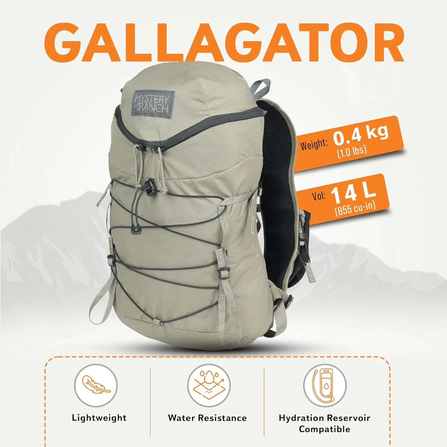 Mystery Ranch Gallagator 15 Travel Bag to Hiking Backpack Daypack, Twig, L/XL