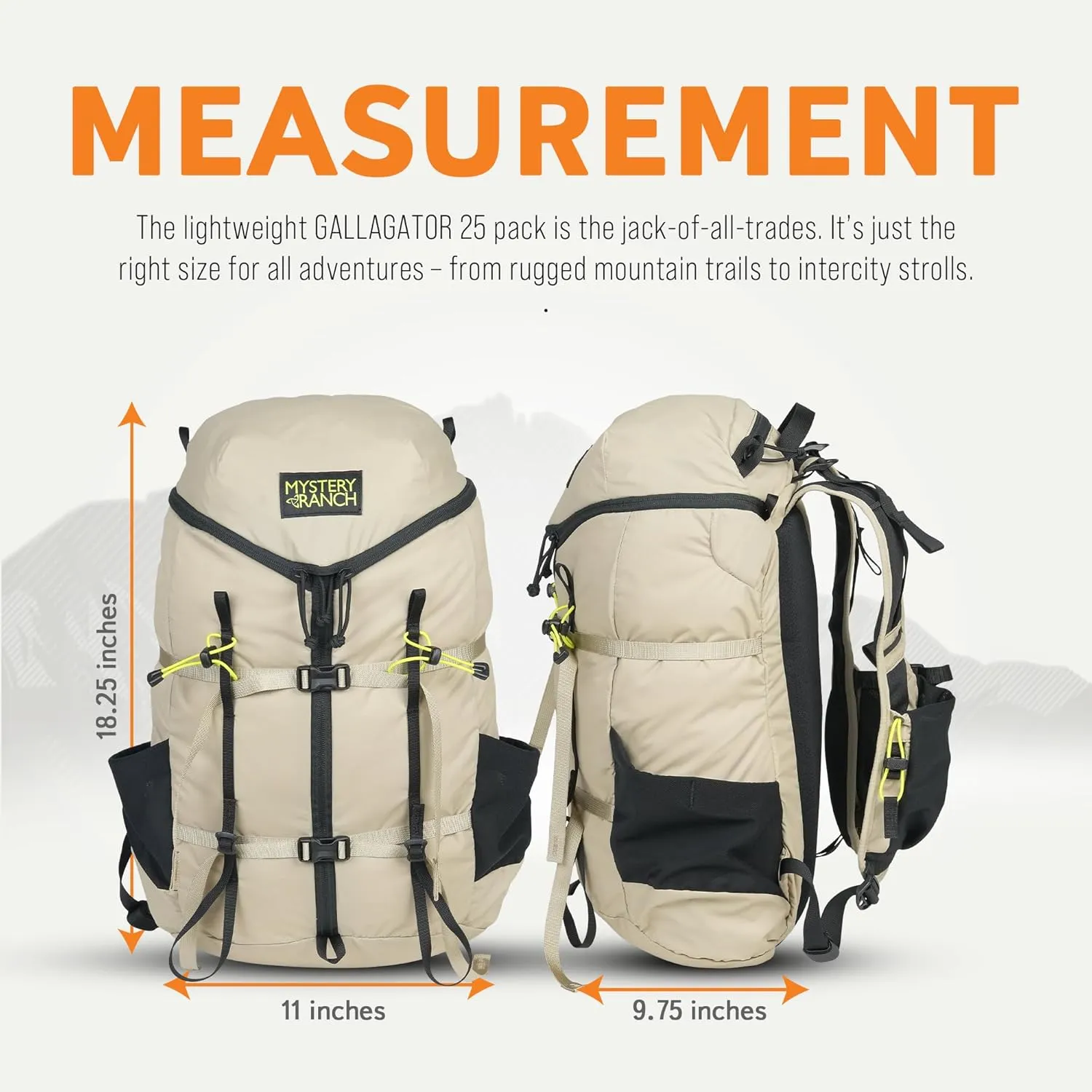 Mystery Ranch Gallagator 25 Travel Bag to Hiking Backpack Daypack, Hummus Dobby, S/M