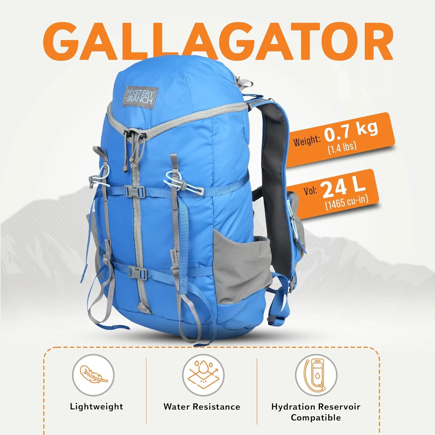 Mystery Ranch Gallagator 25 Travel Bag to Hiking Backpack Daypack, Pacific, S/M