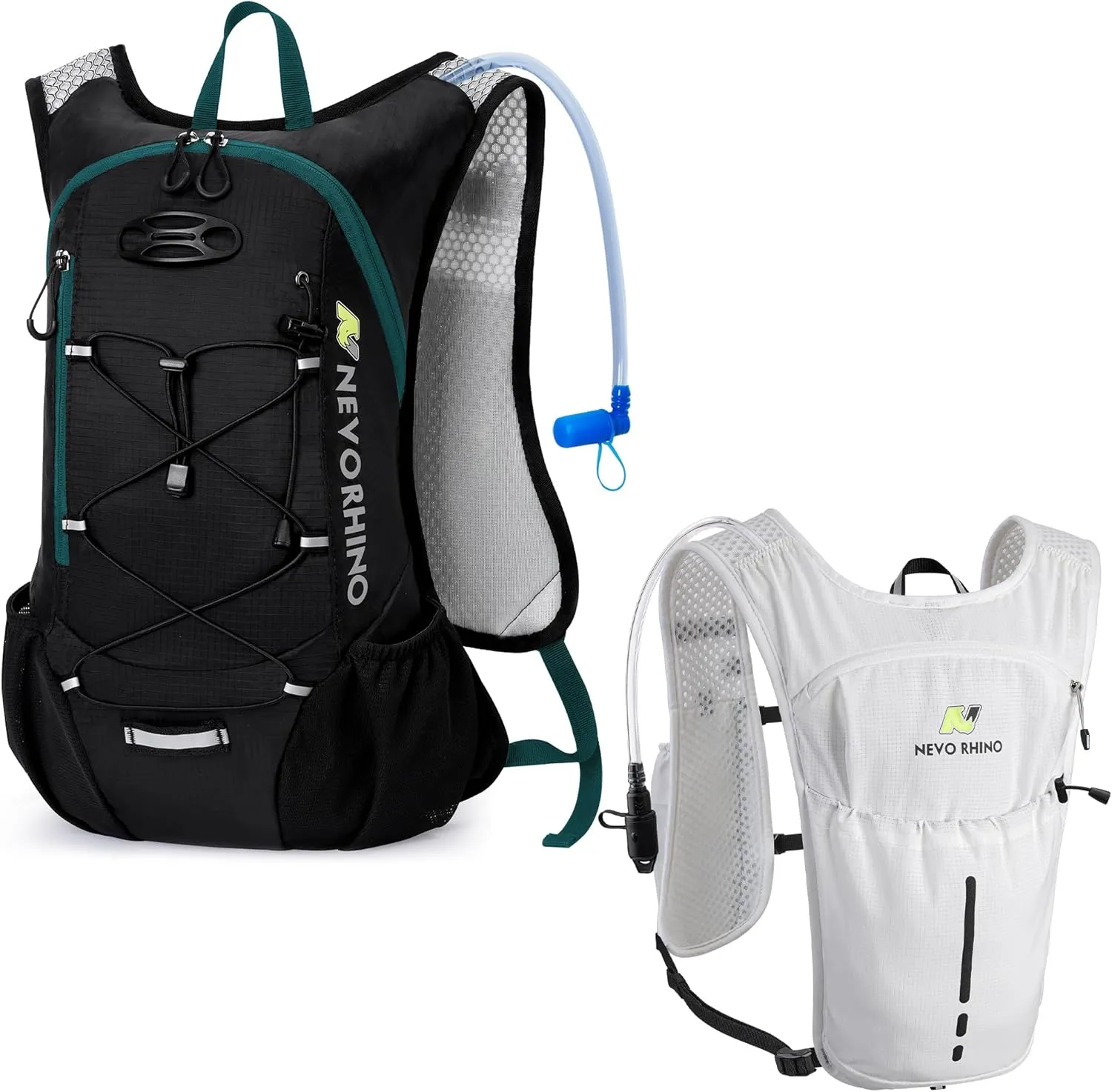 N NEVO RHINO Lightweight Hydration Backpack with 2L Water Bladder, Running Vest with 1.5L Water Bladder, Hydration Vest Pack for Hiking, Trail Running, Cycling