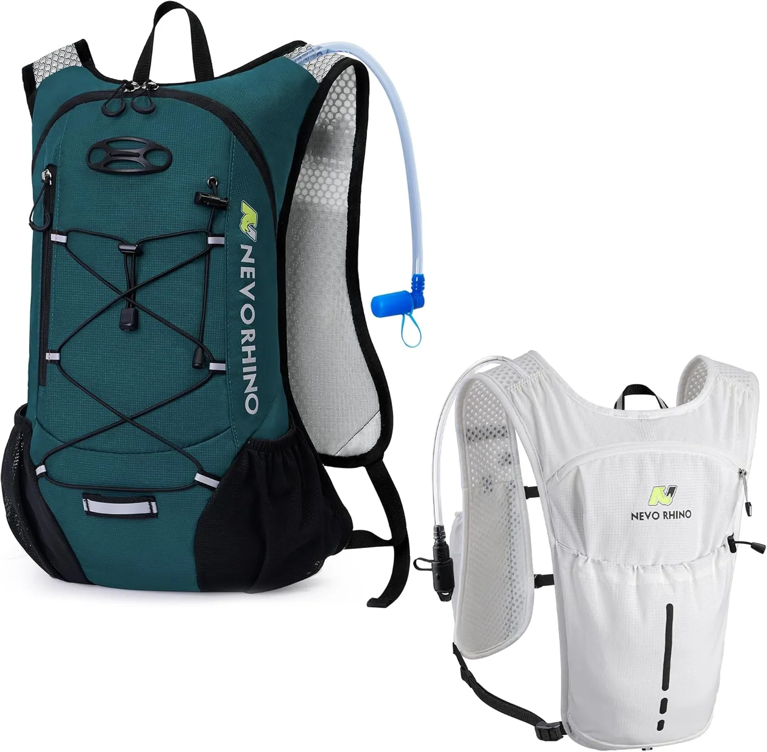 N NEVO RHINO Lightweight Hydration Pack with 2L Water Bladder, Running Vest with 1.5L Water Bladder, Hydration Vest for Hiking, Trail Running, Marathons, Cycling