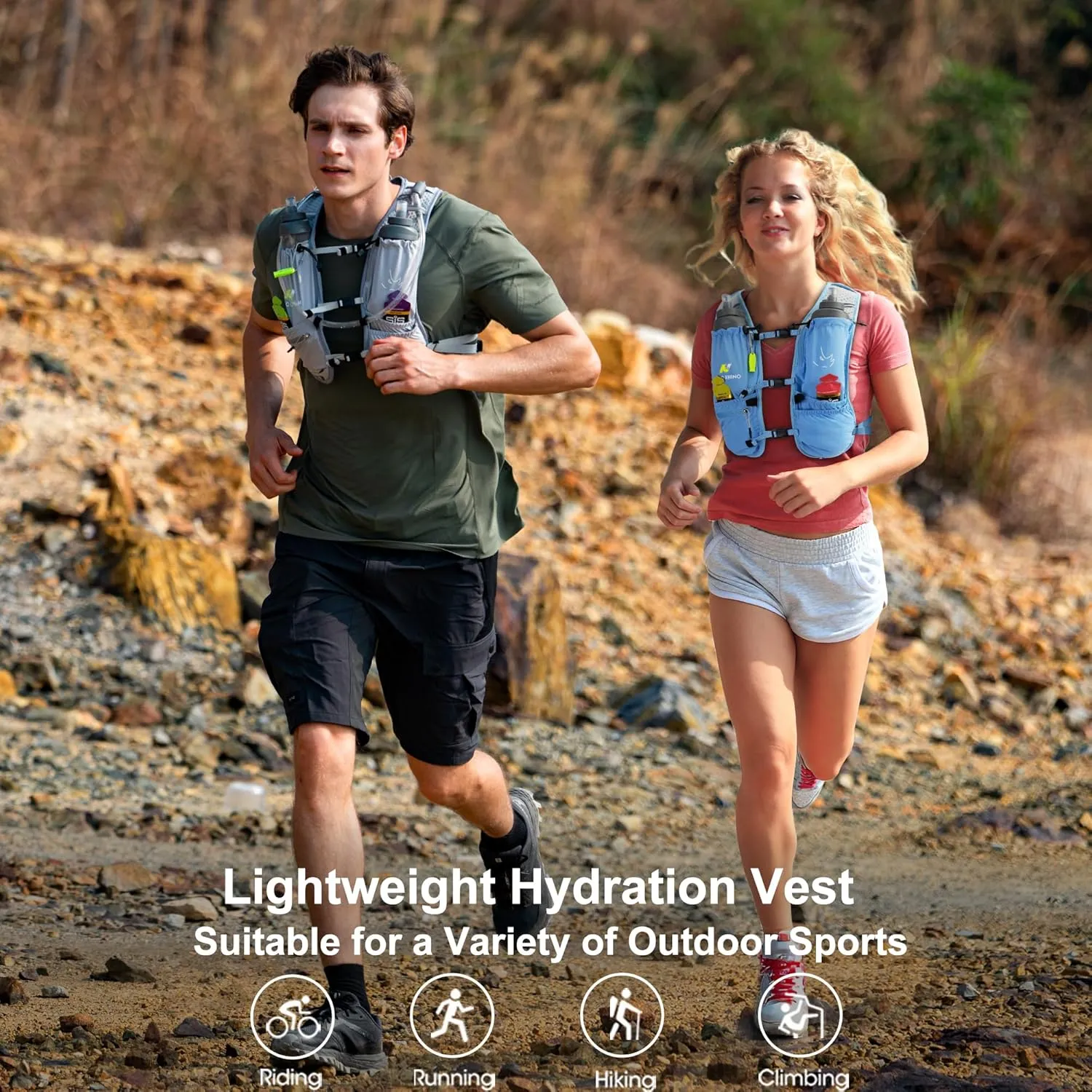 N NEVO RHINO Running Vest, Hydration Running Water Vest 5L with 1.5L Water Bladder Bag, Lightweight Hydration Pack Water Backpack Multi-Pocket for Hiking Race Trail Marathon for Women Men