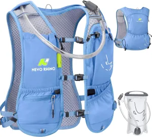N NEVO RHINO Running Vest, Hydration Running Water Vest 5L with 1.5L Water Bladder Bag, Lightweight Hydration Pack Water Backpack Multi-Pocket for Hiking Race Trail Marathon for Women Men