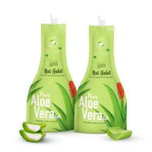 Nat.../ Habit Pure Aloe Vera Face Gel For Healthy Skin & Hair, Natural Oil Free Moisturizer & Anti-Dandruff - 80 gm Each (Pack of 2)