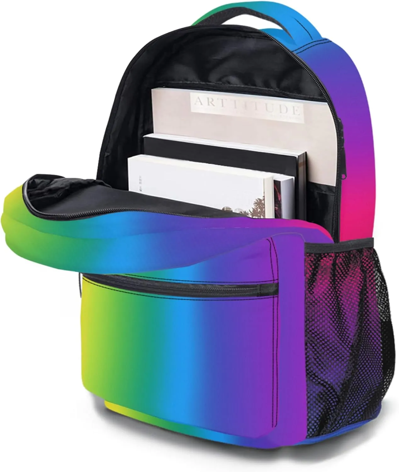 Neon Gradient Color Ergonomics Backpack Waterproof Travel Bags Casual Daypacks Notebook Laptop 17 Inch