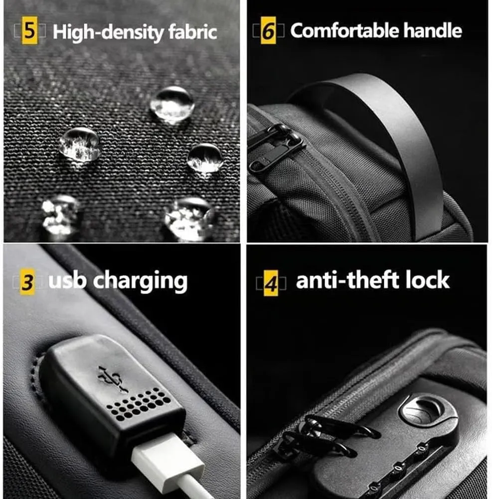 New Carbon Fiber Streamline Anti-Theft Sling Bag,Auricz Sling Bags,Carbon Fiber Sling Bag for Men,Waterproof Chest Bag(Gray Gold)