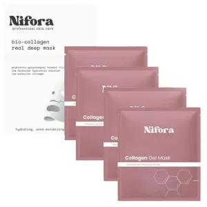 Nifora Bio Collagen Mask, Collagen Tightening Mask, Overnight Hydrating Face Mask with Hyaluronic Acid & Collagen, Korean Formula - Firms Skin, Reduces Fine Lines (2 Boxes/8 PCS)