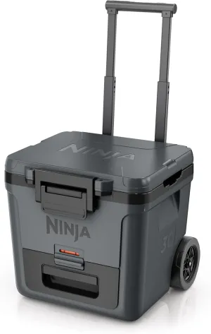 Ninja | Cooler | FrostVault 30QT Cooler with Wheels | Insulated with Temp Dry Storage Drawer | Keeps Ice Cold for Days | for The Beach, Camping, Picnics & More | Charcoal Gray | FB230CG