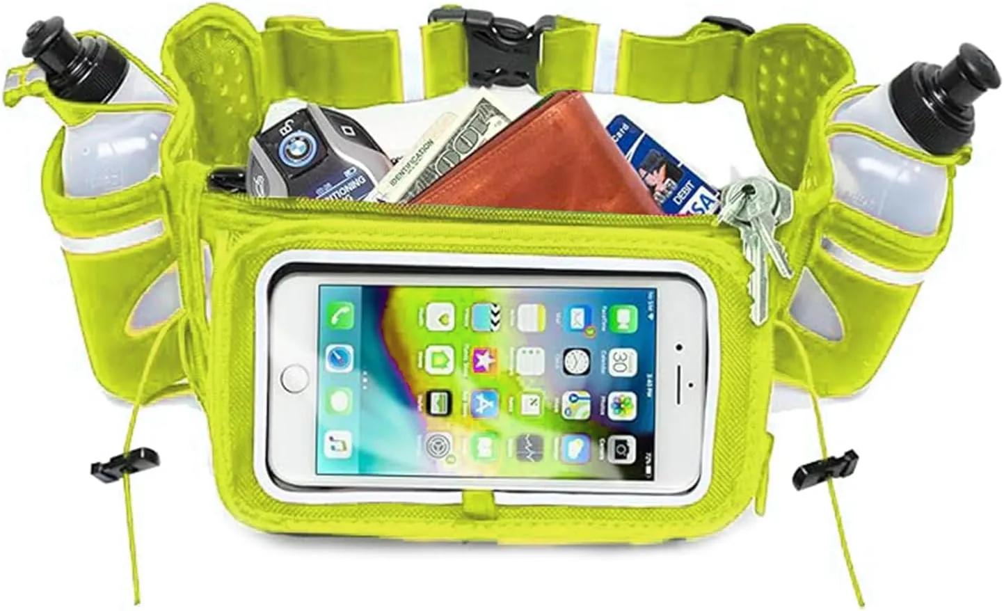No.1 Hydration Belt by Runtasty - Premium Running Fuel Belt w/2 BPA-Free 10 oz Water Bottles, Tilt-Up Pocket w/Touchscreen-Ready Cover - Fits All iPhones, Runners Ebook & No-Bounce Design