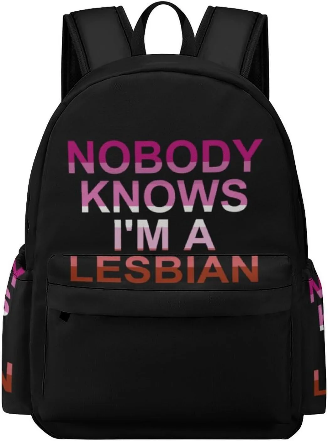 Nobody Knows I'm A Lesbian Travel Backpack 16 in Laptop Bag Half Print Rucksack Business Daypack for Work Office