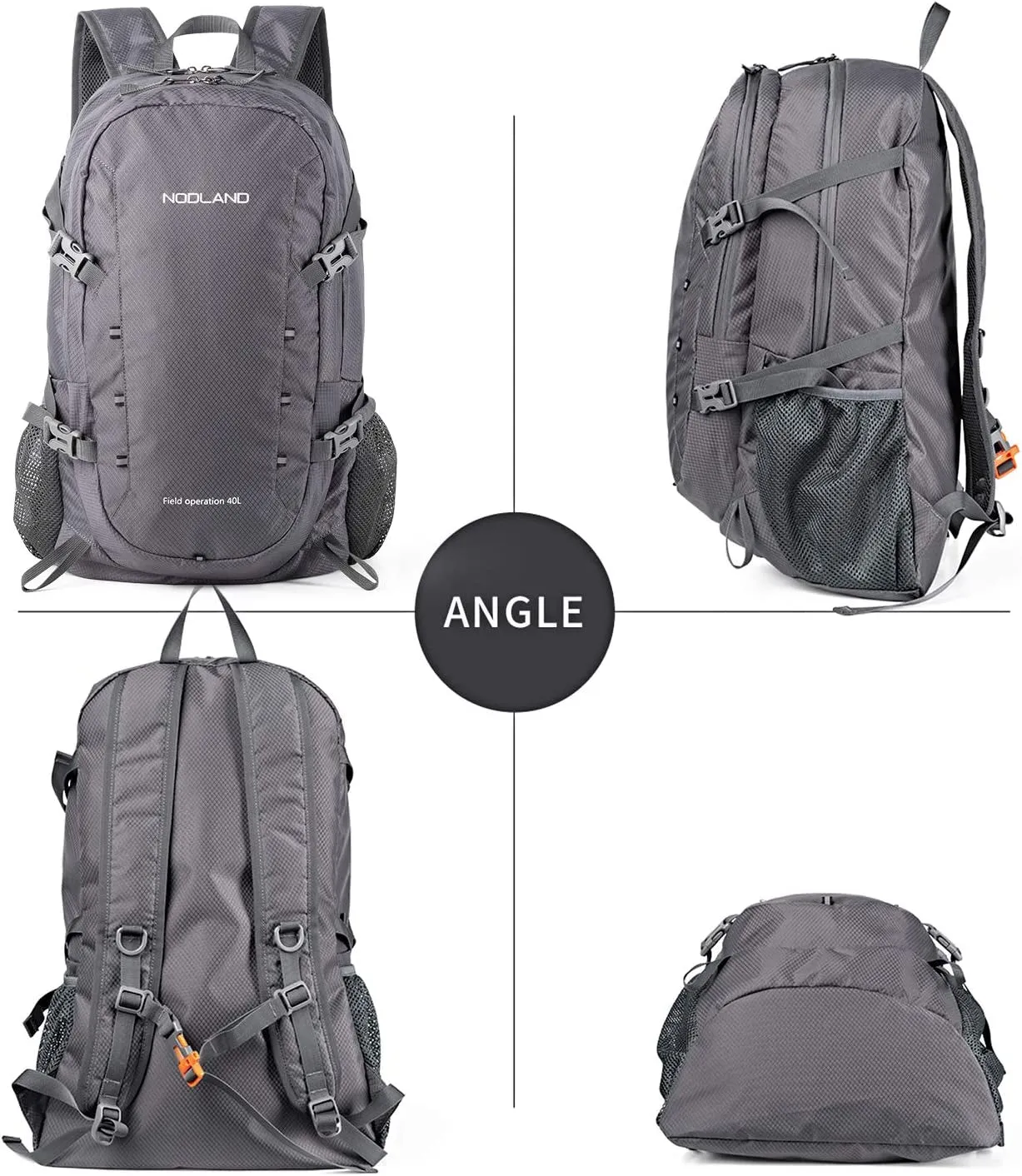 NODLAND 40L Lightweight Foldable Waterproof Backpack for Travel