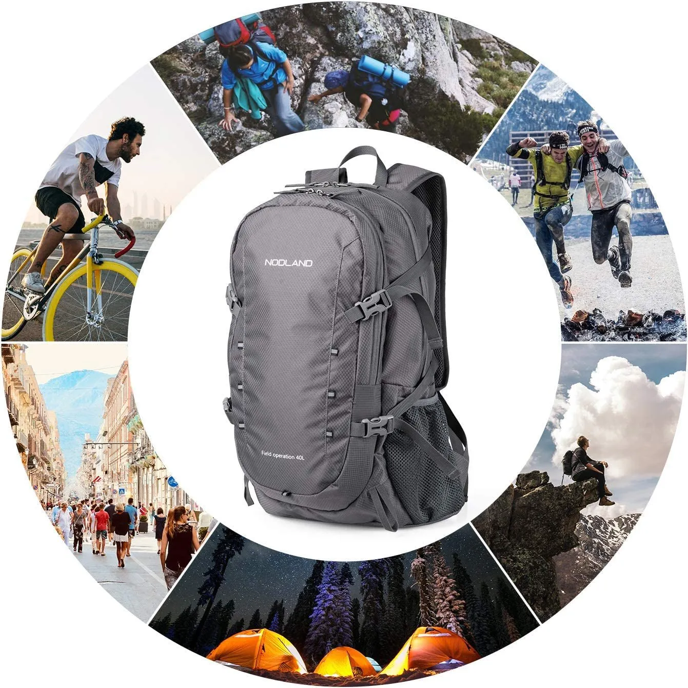 NODLAND 40L Lightweight Foldable Waterproof Backpack for Travel
