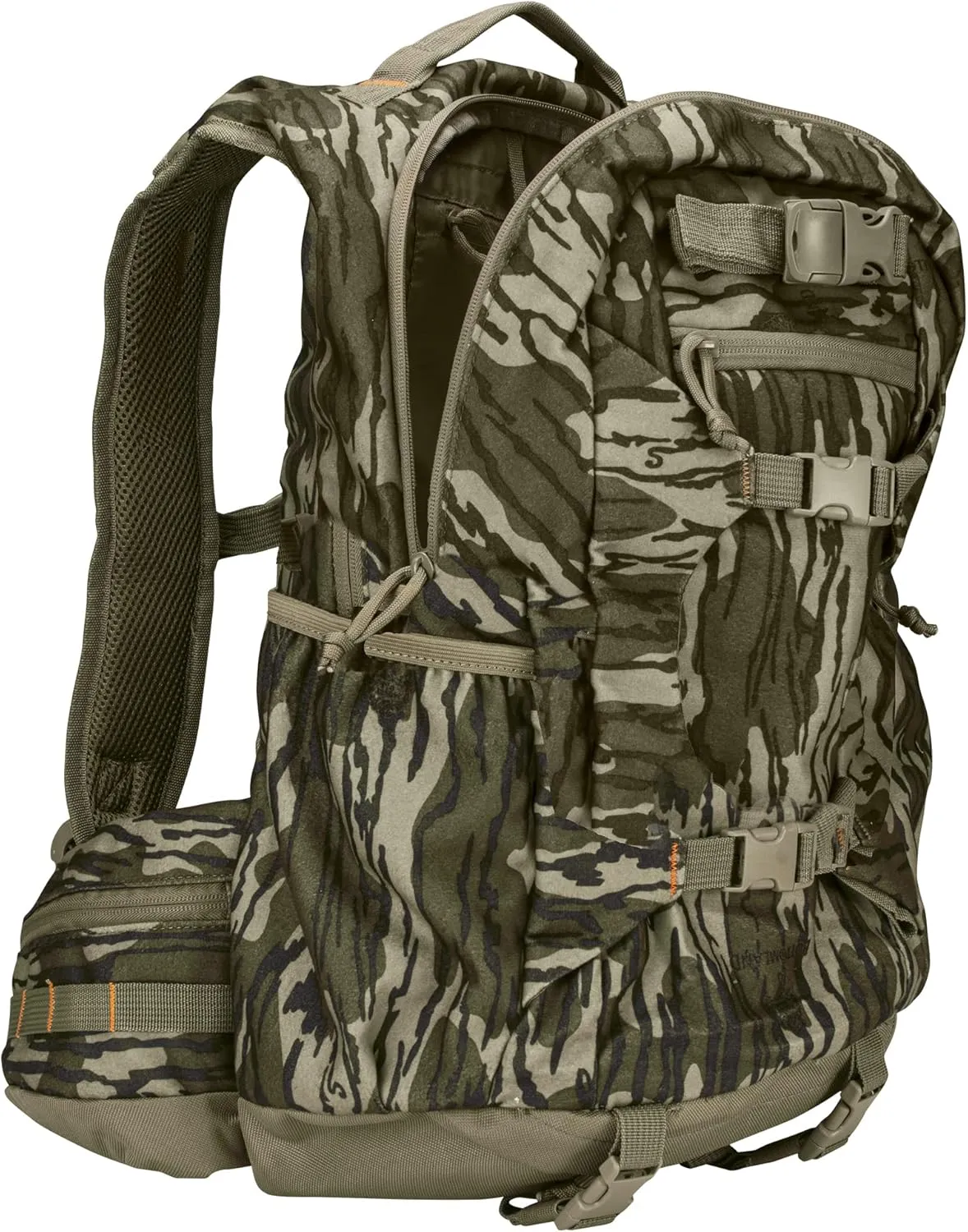North Mountain Gear Camouflage Hunting Backpack Waterproof Bow and Rifle Compatible Hunting Bag (Mossy Oak Bottomland)