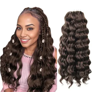 Ocean Wave Crochet Hair 18 Inch 8 Packs Soft Deep Twist Crochet Braids Synthetic Wavy Braiding Hair Extensions (4# Brown)) NEW