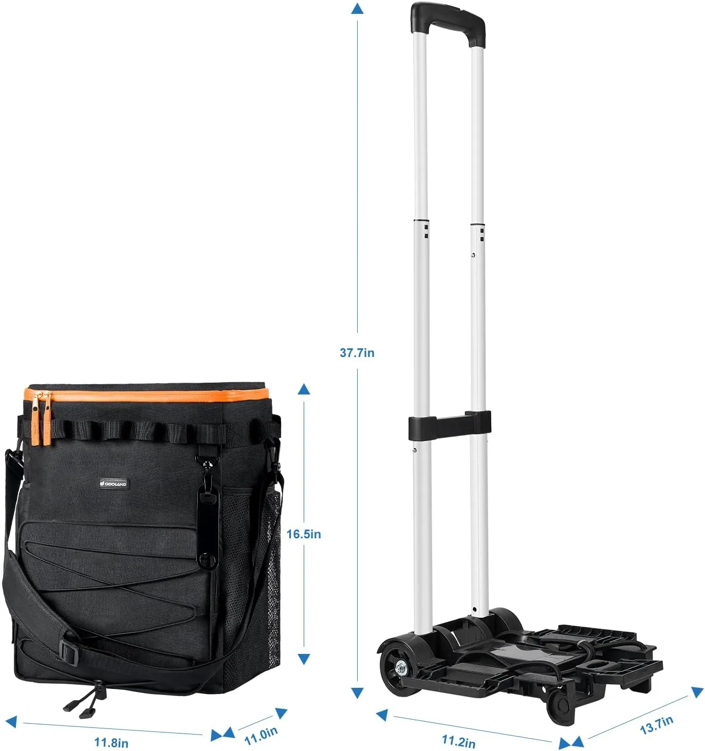 Odoland 48/72 Cans Soft Cooler with Wheels and Handle Collapsible Ice Chest Rolling Coolers on Wheels for Beach Camping Travel and Picnic