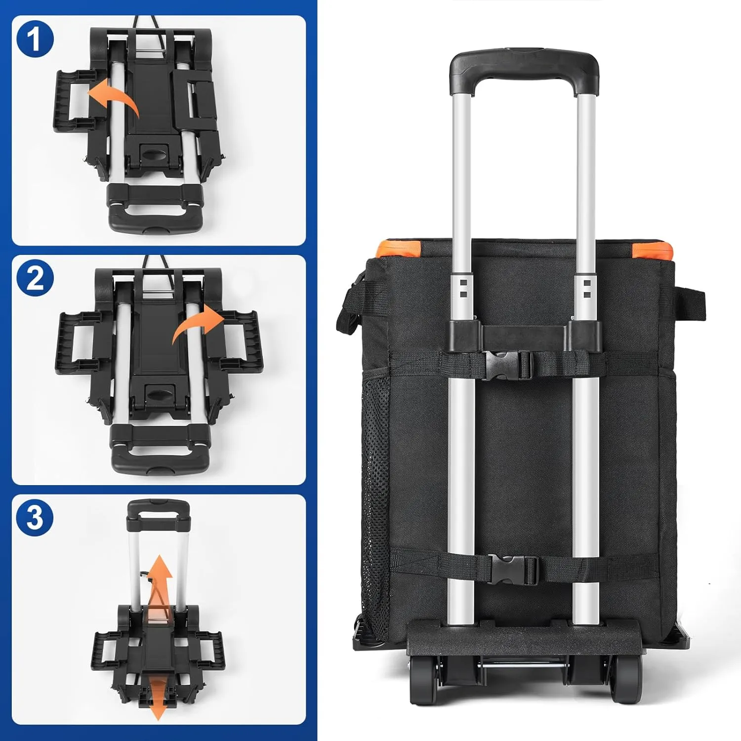 Odoland 48/72 Cans Soft Cooler with Wheels and Handle Collapsible Ice Chest Rolling Coolers on Wheels for Beach Camping Travel and Picnic