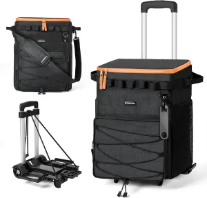 Odoland 48/72 Cans Soft Cooler with Wheels and Handle Collapsible Ice Chest Rolling Coolers on Wheels for Beach Camping Travel and Picnic