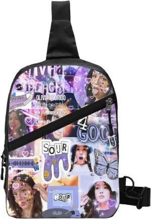 Olivia Songwriter Actress Rodrigo Crossbody Bag Handbag Adjustable Shoulder Bag Hiking Daypack Stylish Outdoor Rucksack Foldable Multipurpose Daypack