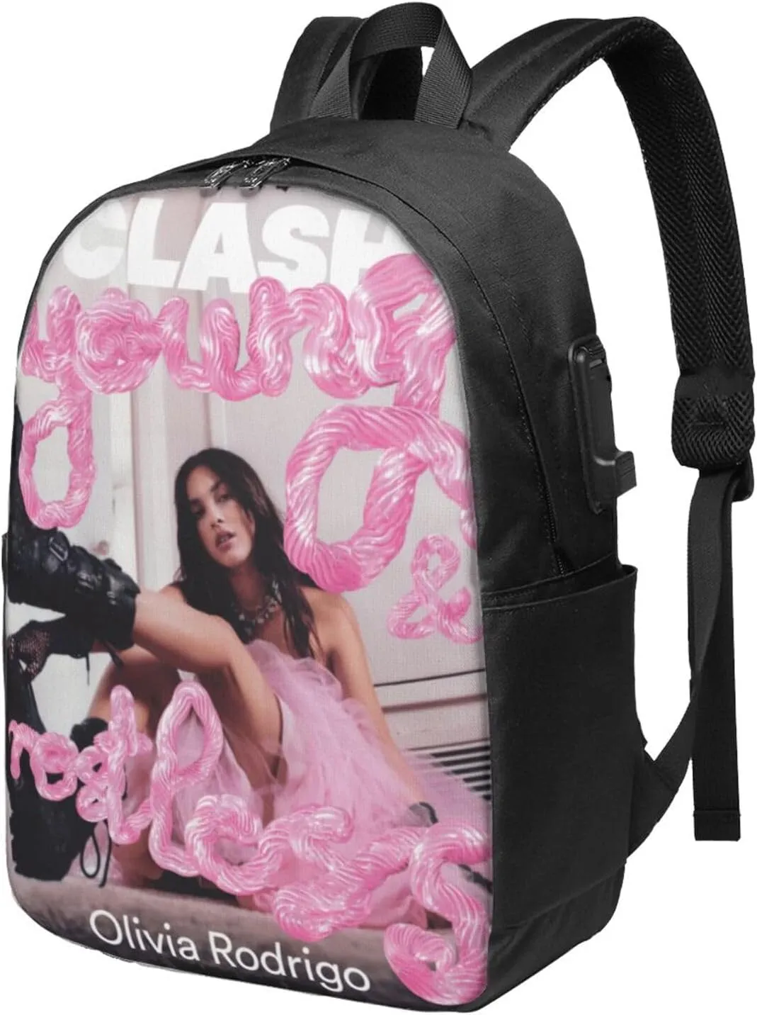 Olivia Songwriter Actress Rodrigo Laptop Backpack With Usb Charging Port Large Travel Bags Unisex Adult Sport Bags Daypack for Activities Funny Work Rucksack Computer Bag for Men&Women