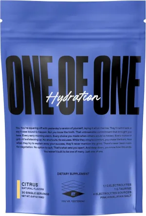 ONE of ONE Hydration Electrolyte Powder – Fast-Acting Hydration with Science-Backed Electrolytes, Essential Minerals & Vitamins – Zero Sugar, Vegan, Gluten-Free – Citrus Flavor, 30 Servings