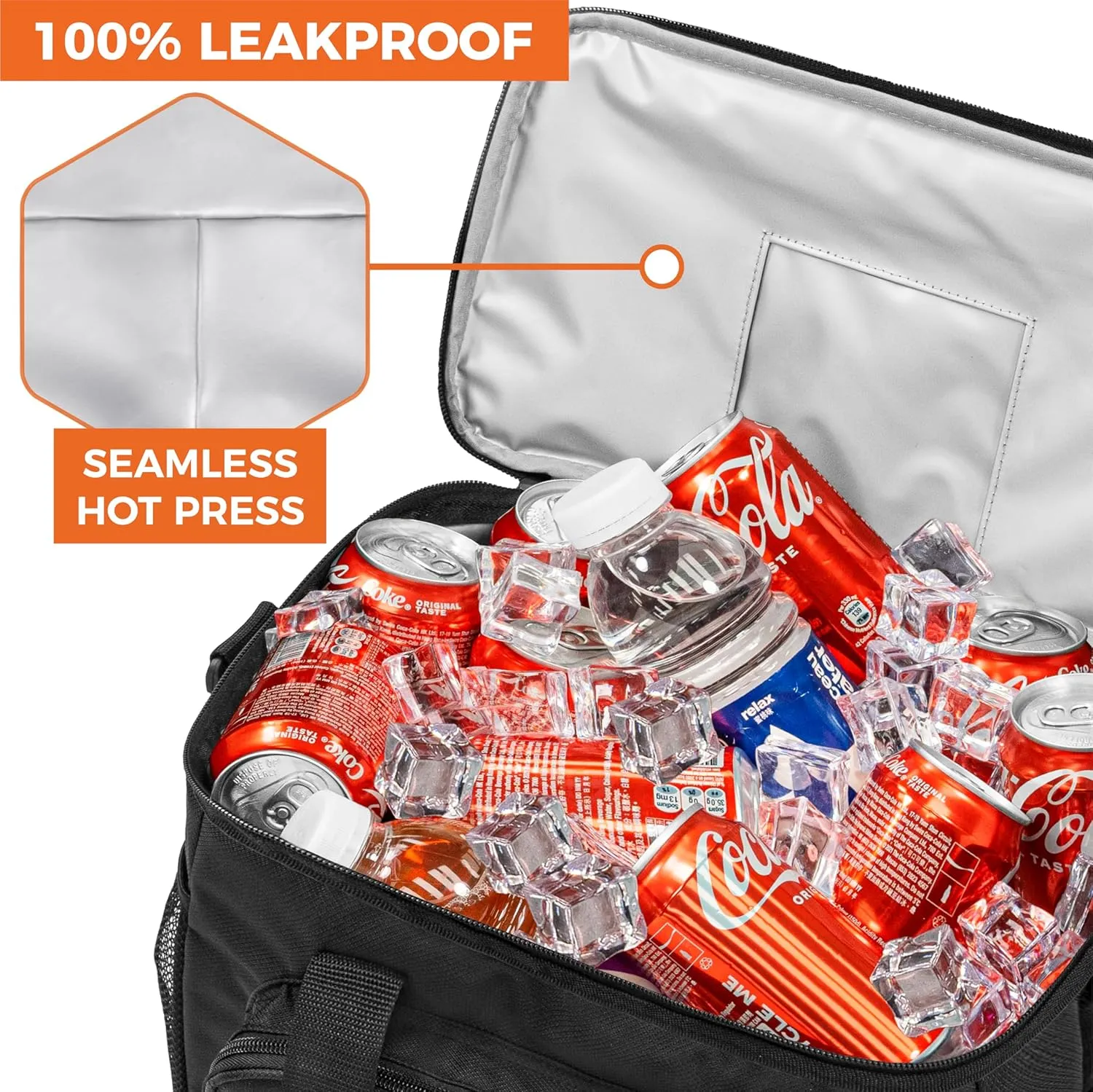 OPUX Soft Cooler Bag, Insulated Collapsible Lunch Cooler Tote for Men Work Camping Beach Travel, Portable Soft Sided Leakproof Waterproof Large Lunch Bag Box with Shoulder Strap 30 Cans, Black