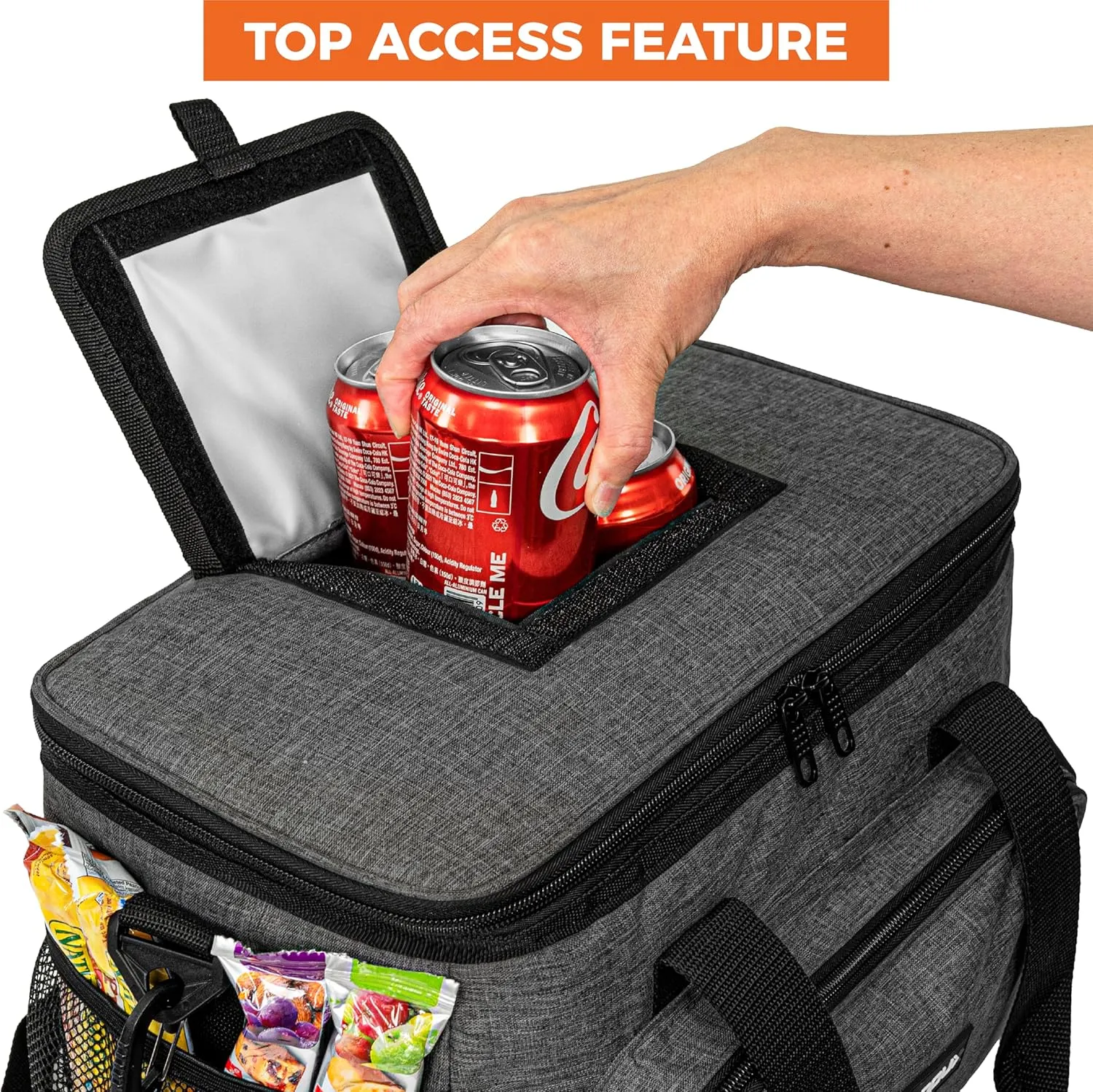 OPUX Soft Cooler Bag, Insulated Collapsible Lunch Cooler Tote for Men Work Camping Beach Travel, Portable Soft Sided Leakproof Waterproof Large Lunch Bag Box with Shoulder Strap 30 Cans, Charcoal Gray