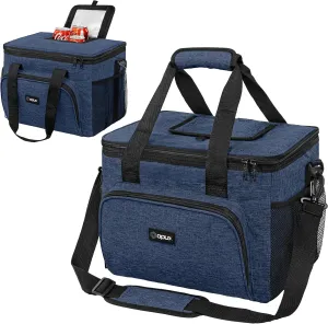 OPUX Soft Cooler Bag, Insulated Collapsible Lunch Cooler Tote for Men Work Camping Beach Travel, Portable Soft Sided Leakproof Waterproof Large Lunch Bag Box with Shoulder Strap 40 Cans, Heather Navy