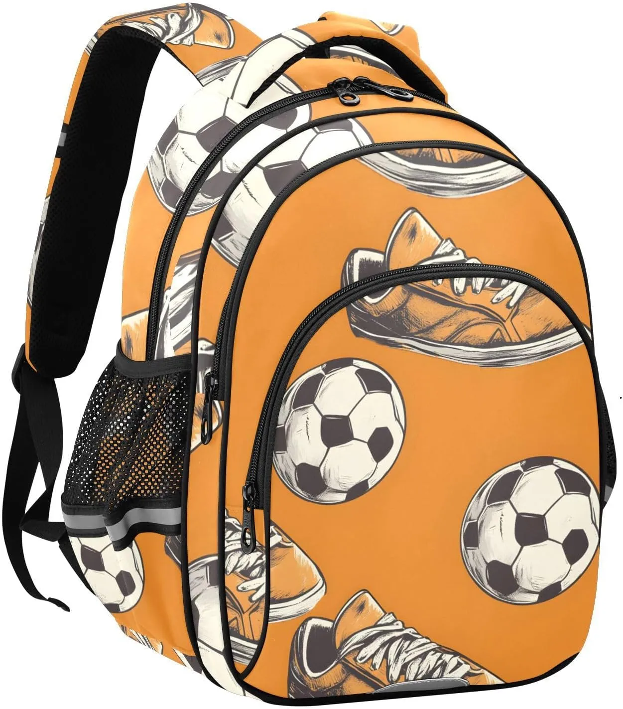 Orange Shoes Football School Backpack for Teens Water Resistant Laptop Bags Travel Daypacks,16.9" H
