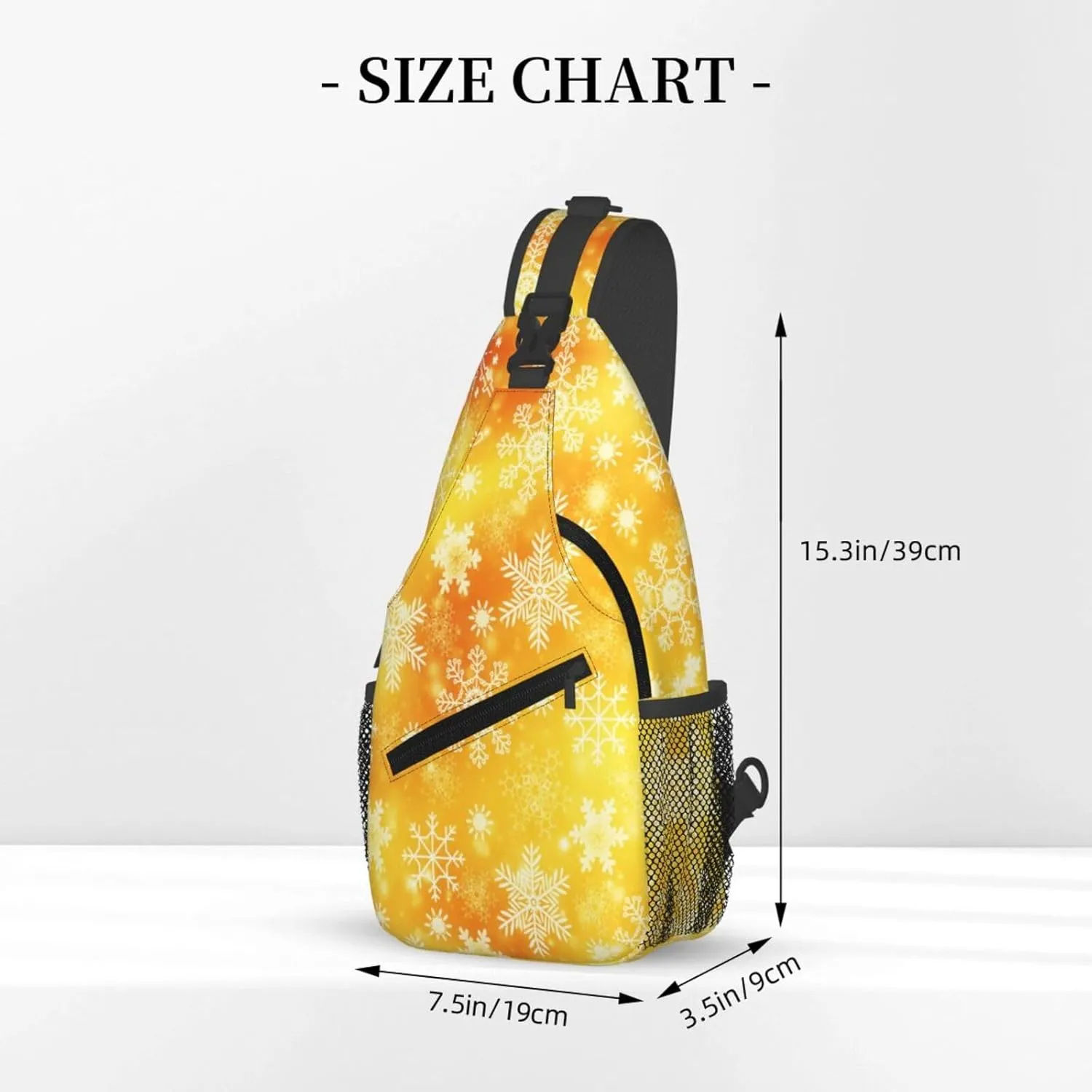 Orange Tone Snowflakes Christmas Cross Chest Bag Diagonally Hiking Crossbody Bag Travel Shoulder Daypack Lightweight Sling Backpack Cycling Daypacks Fitness Chest Backpacks