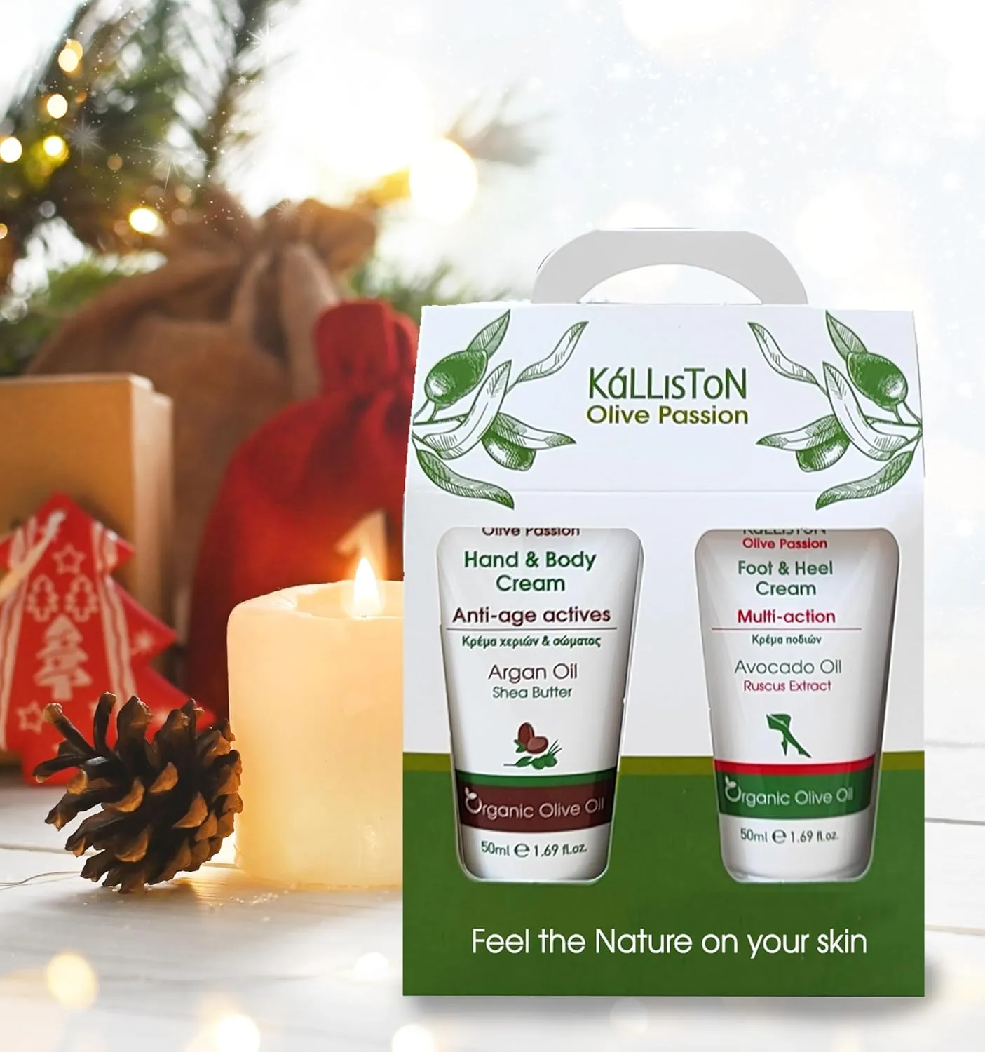Organic Olive Cream Set, Avocado and Argan radiance lotions, Moisturising Body and Foot and Creams,1.69 Each, Gift Pack of 2 (Anti-Age Actives & Multi-Action)