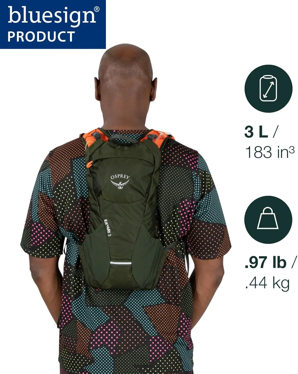Osprey Katari 3L Men's Biking Backpack with Hydraulics Reservoir, Green Creek