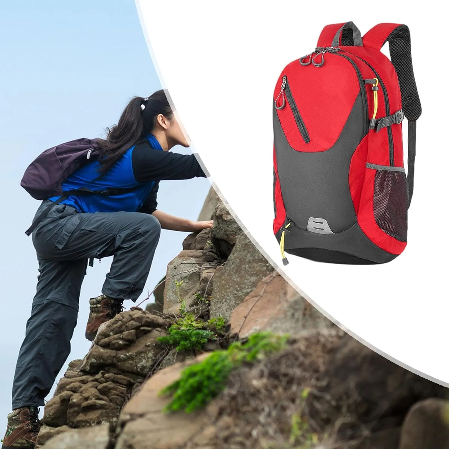 Outdoor Hiking Backpack Cycling Leisure Rucksack Large Capacity Daypack for Outdoor, Red