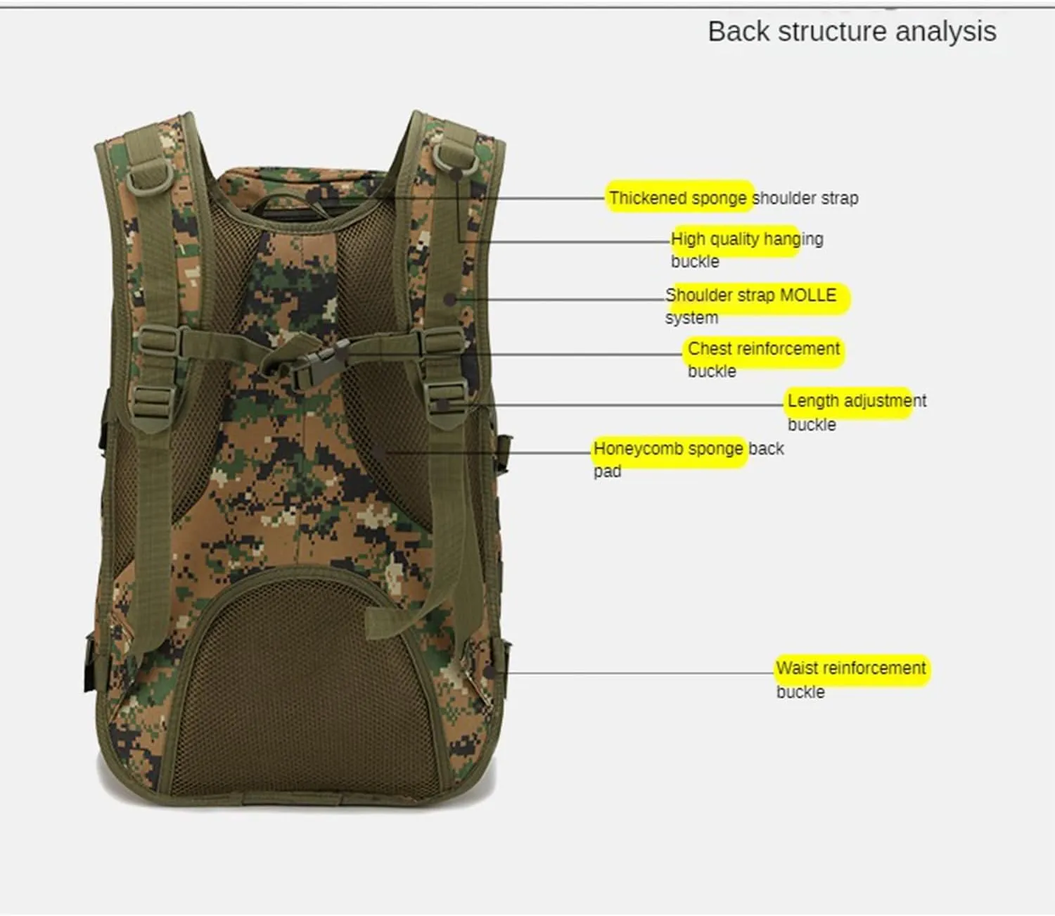 Outdoor Shoulder Tactical Bag Waterproof Mountaineering Bag Hiking Camo Backpack,army green