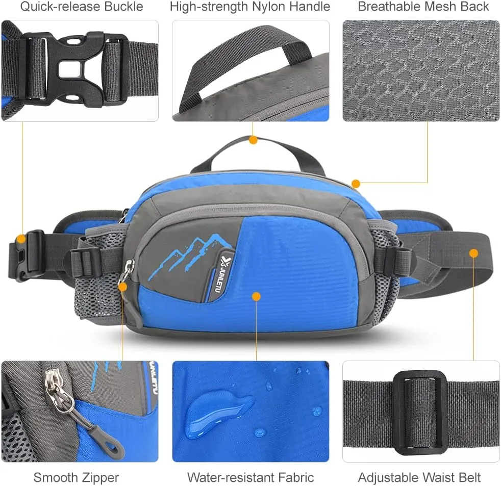 Outdoor Sports Waist Pack with Water Bottle Holder for Cycle Running Walking Hiking Marathon Fanny Pack Hydration Belt for Men and Women