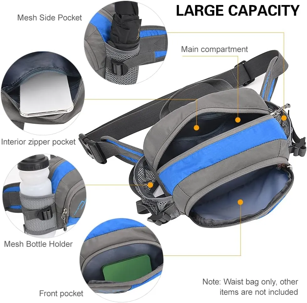 Outdoor Sports Waist Pack with Water Bottle Holder for Cycle Running Walking Hiking Marathon Fanny Pack Hydration Belt for Men and Women