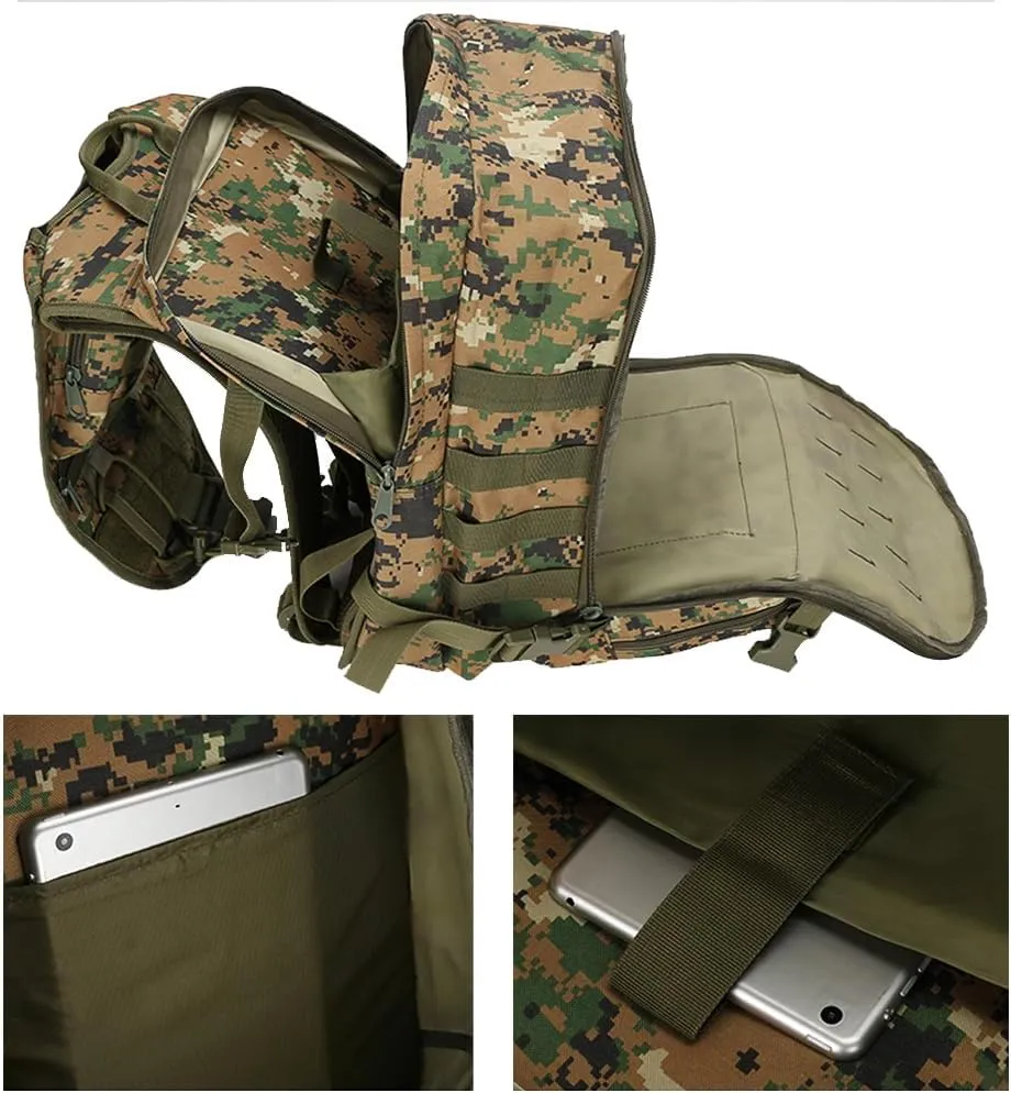 Outdoor Tactical Backpack Military Molle Bag Hiking Daypacks for Camping Trekking Hunting Traveling Motorcycle (CP Color)