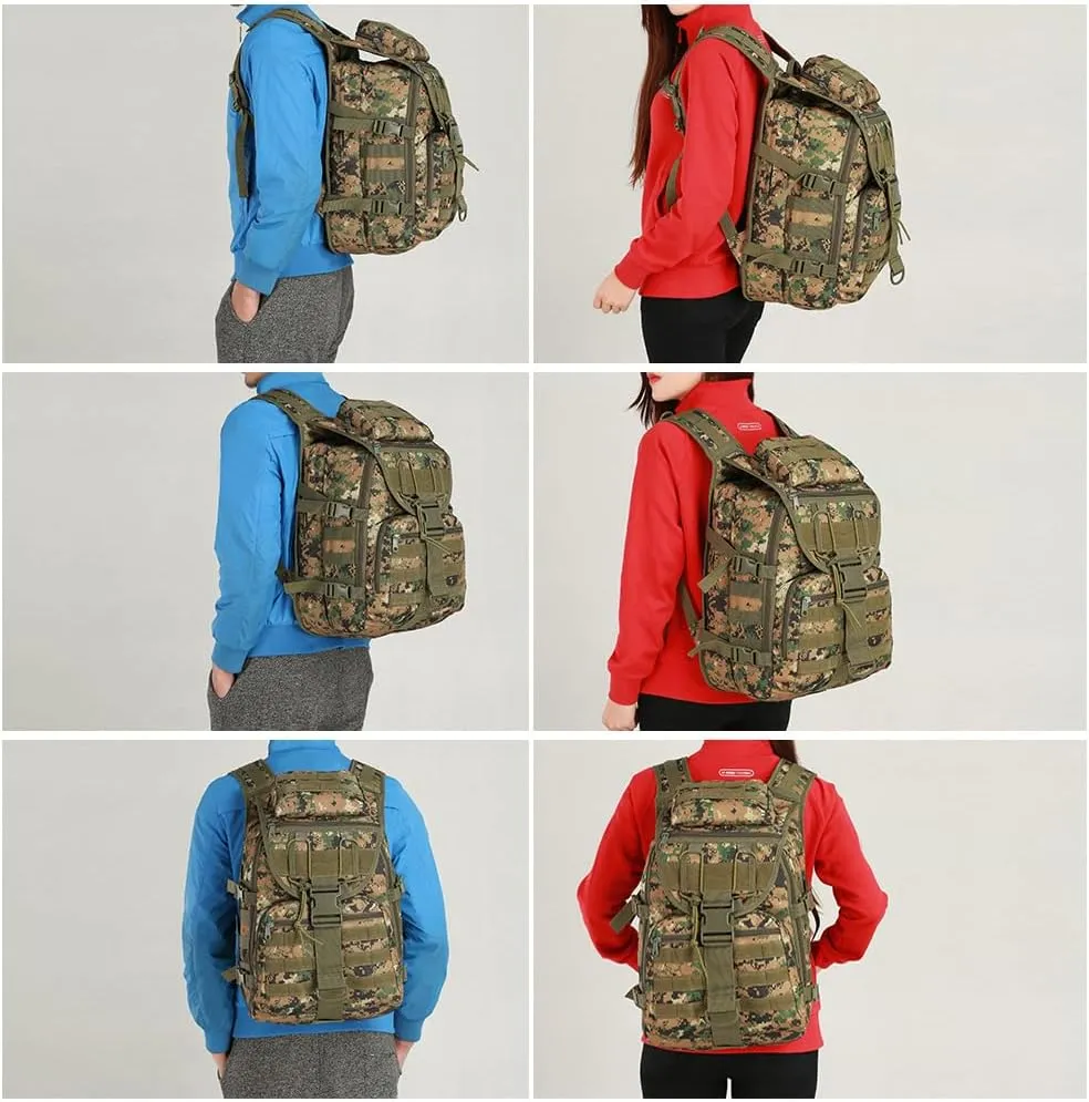 Outdoor Tactical Backpack Military Molle Bag Hiking Daypacks for Camping Trekking Hunting Traveling Motorcycle (CP Color)