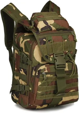 Outdoor Tactical Backpack Military Molle Bag Hiking Daypacks for Camping Trekking Hunting Traveling Motorcycle (Jungle Camouflage)