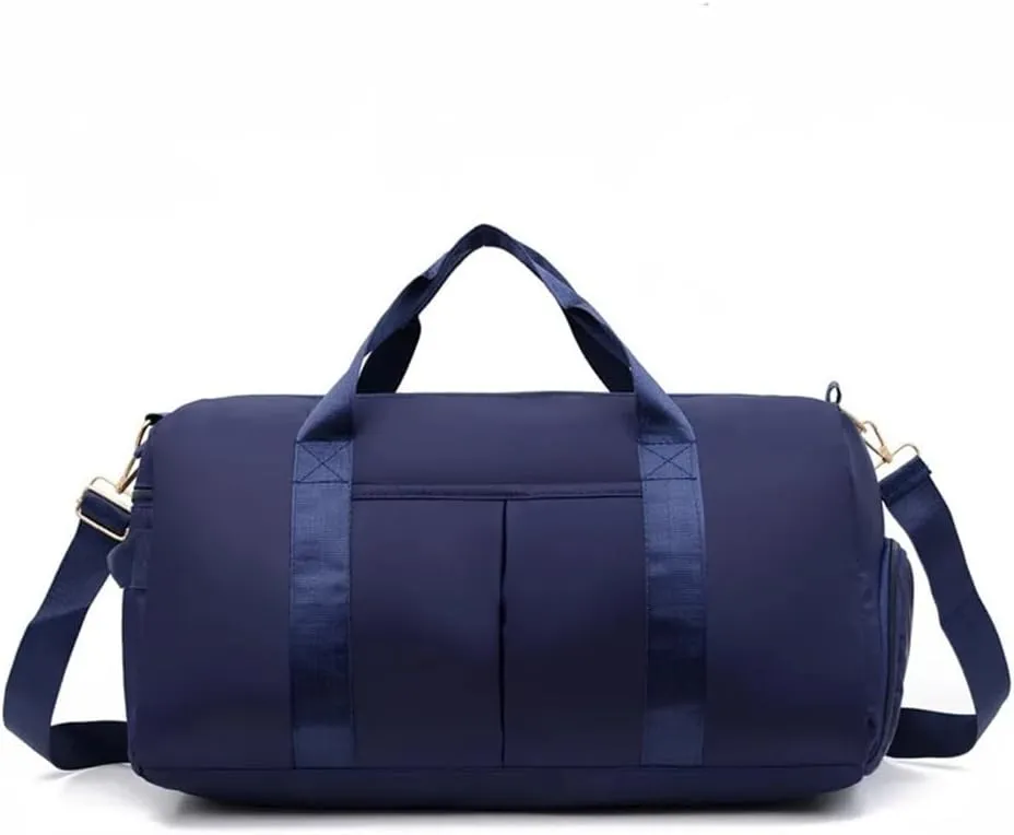 Outdoor Waterproof Nylon Sports Gym Bags Men Women Training Fitness Travel Handbag Yoga Mat Sport Bag with shoes Compartment(Blue)